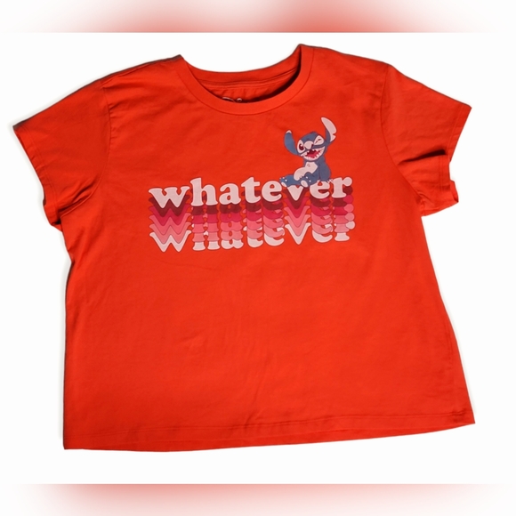 Disney Stitch Cropped Coral Tee Size XL Junior - Picture 4 of 6